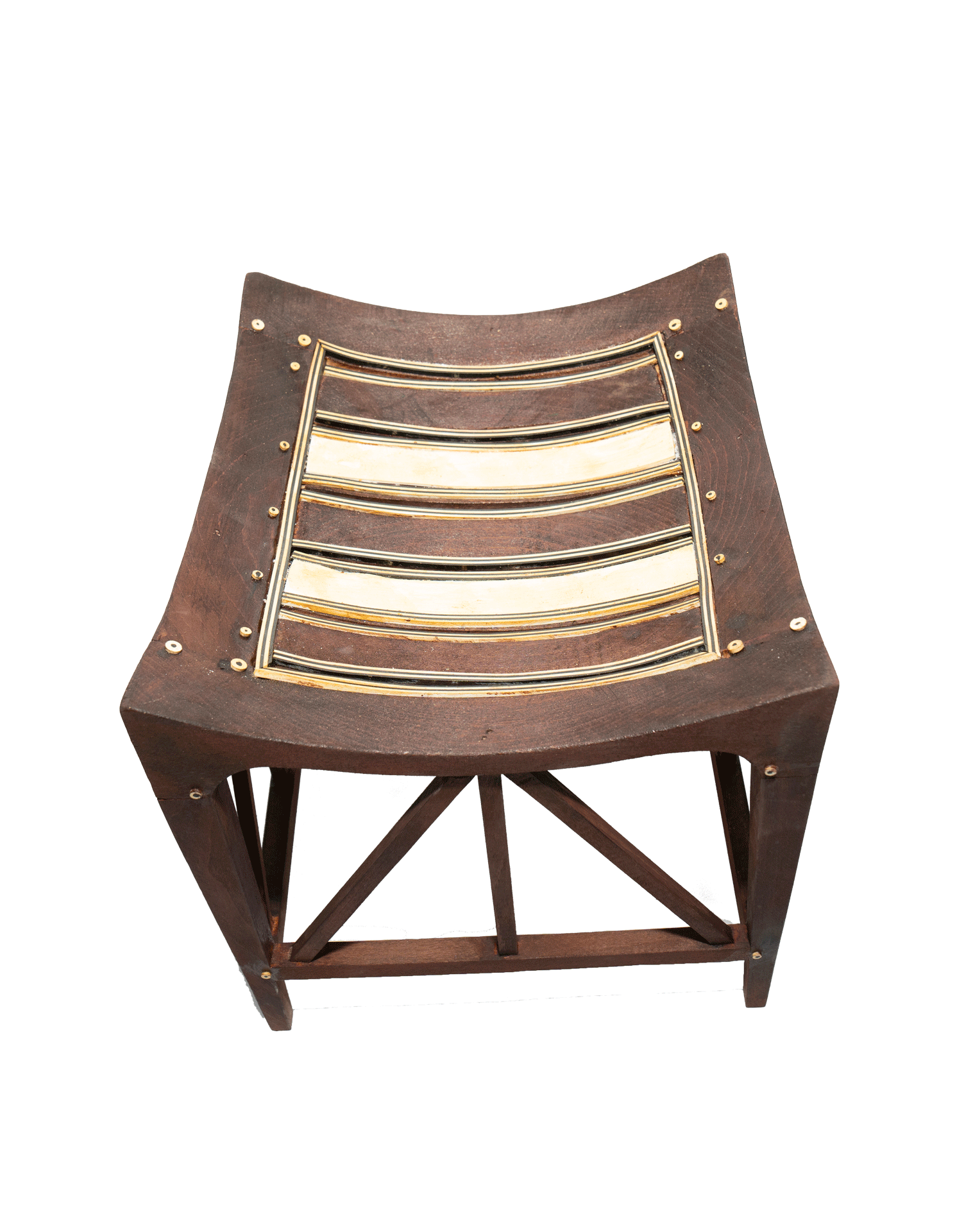 Wooden Stool with Ivory Decoration