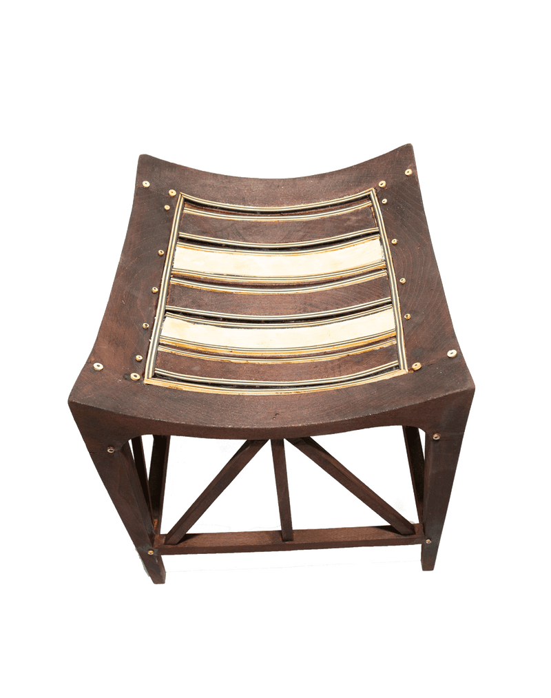 Wooden Stool with Ivory Decoration
