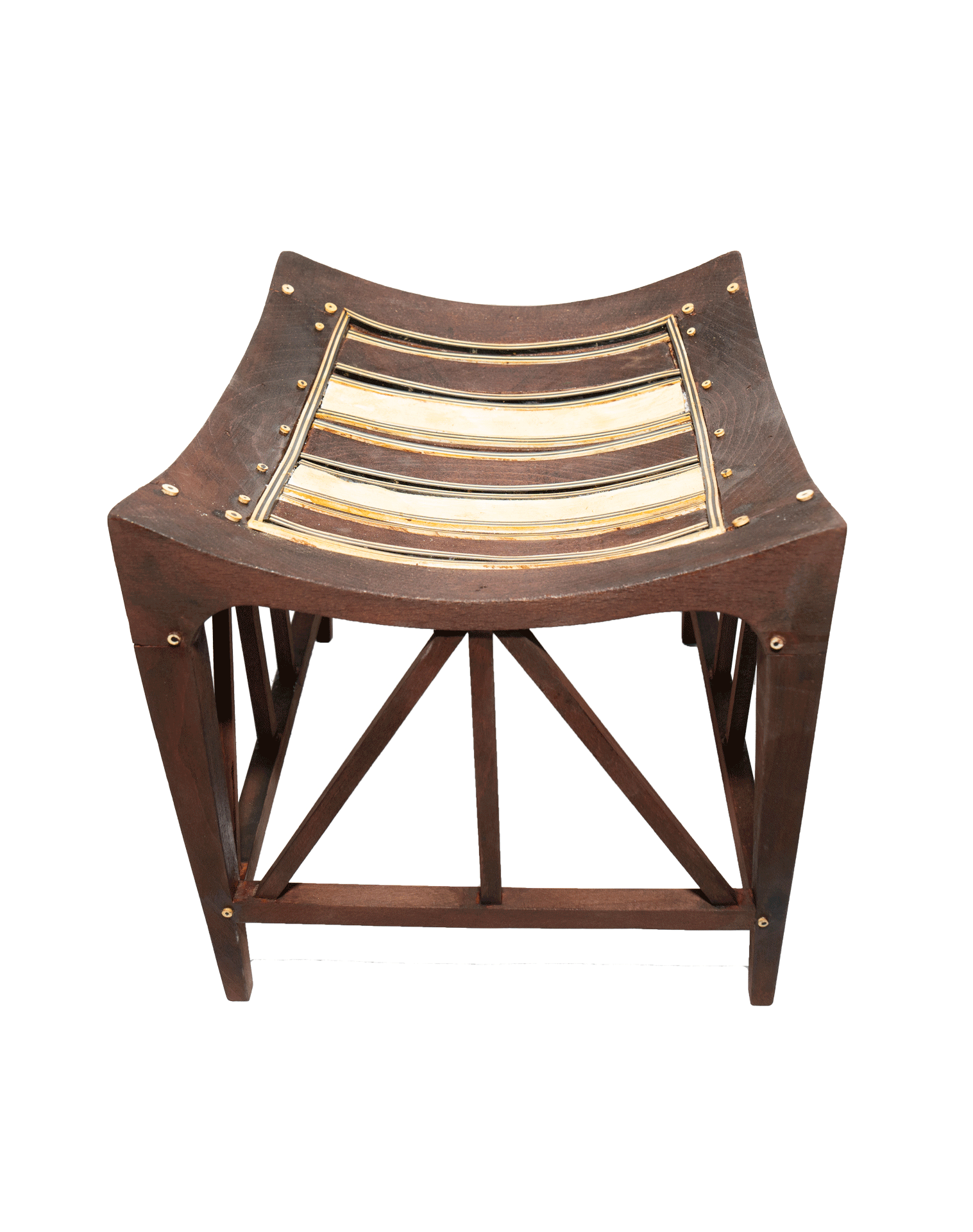 Wooden Stool with Ivory Decoration