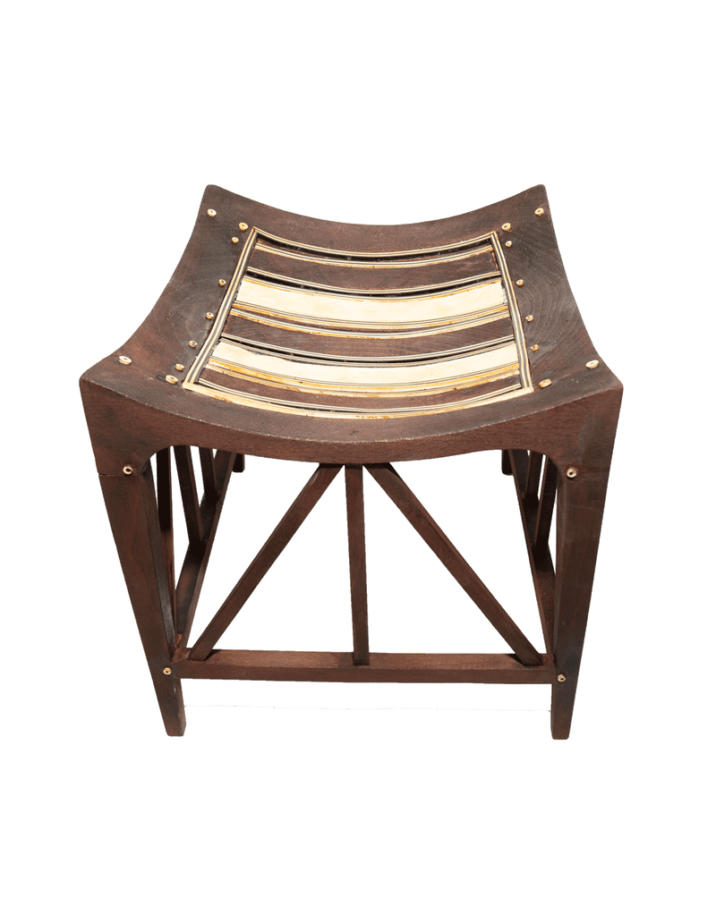 Wooden Stool with Ivory Decoration