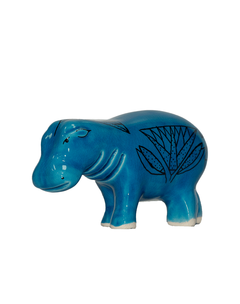 Hippopotamus Blue Ceramic Figures