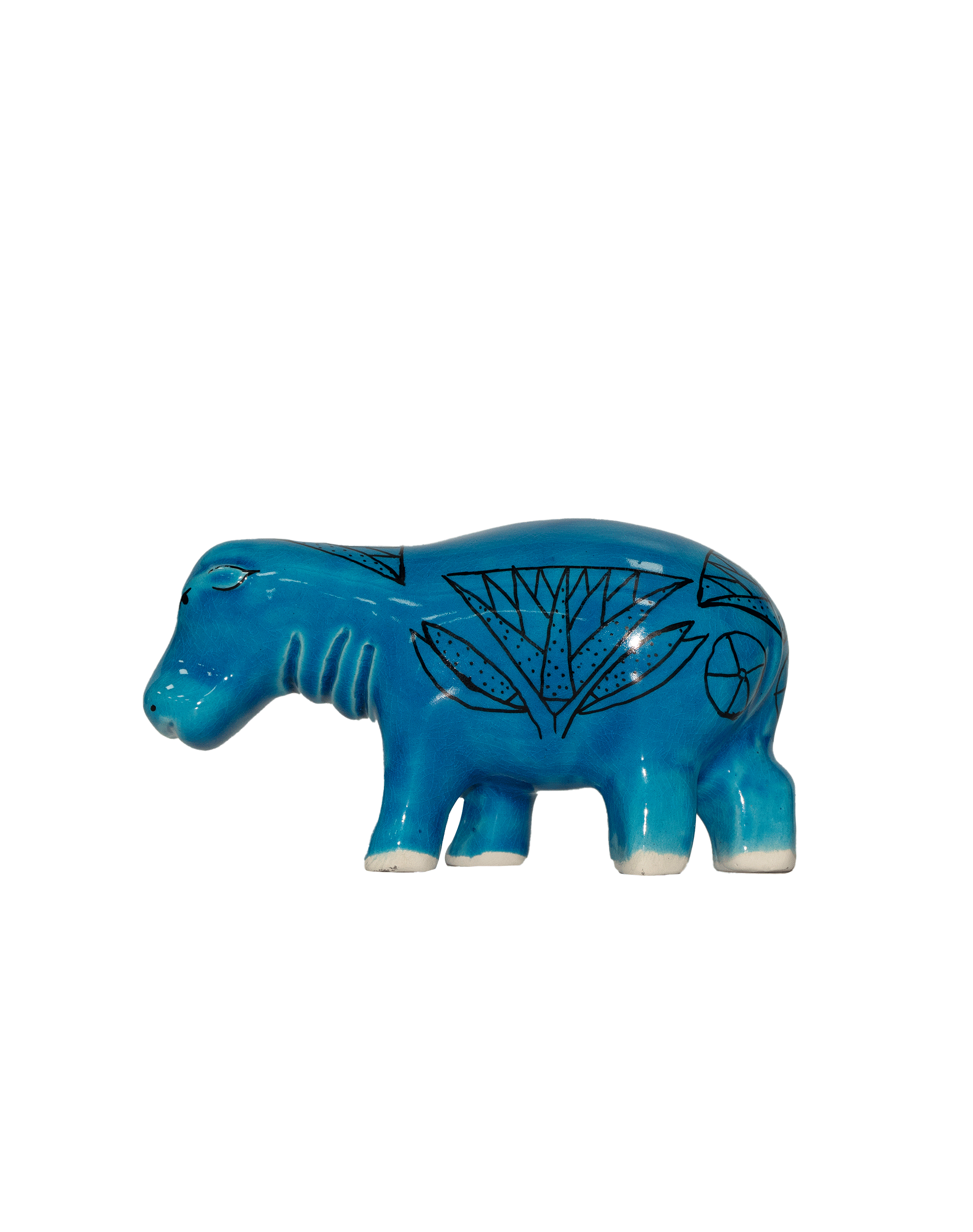 Hippopotamus Blue Ceramic Figures
