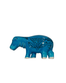 Hippopotamus Blue Ceramic Figures
