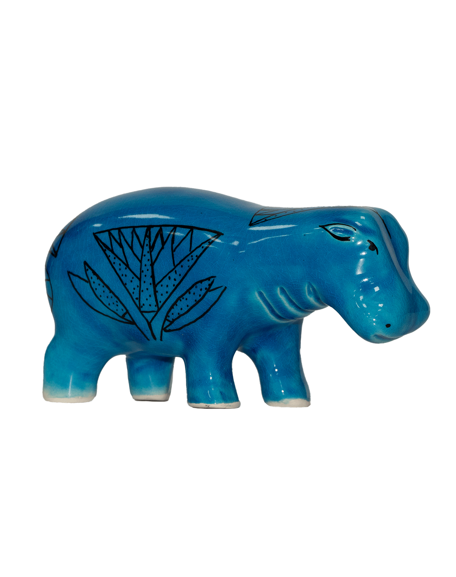 Hippopotamus Blue Ceramic Figures