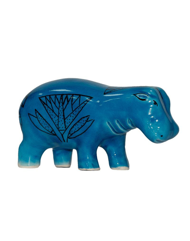 Hippopotamus Blue Ceramic Figures