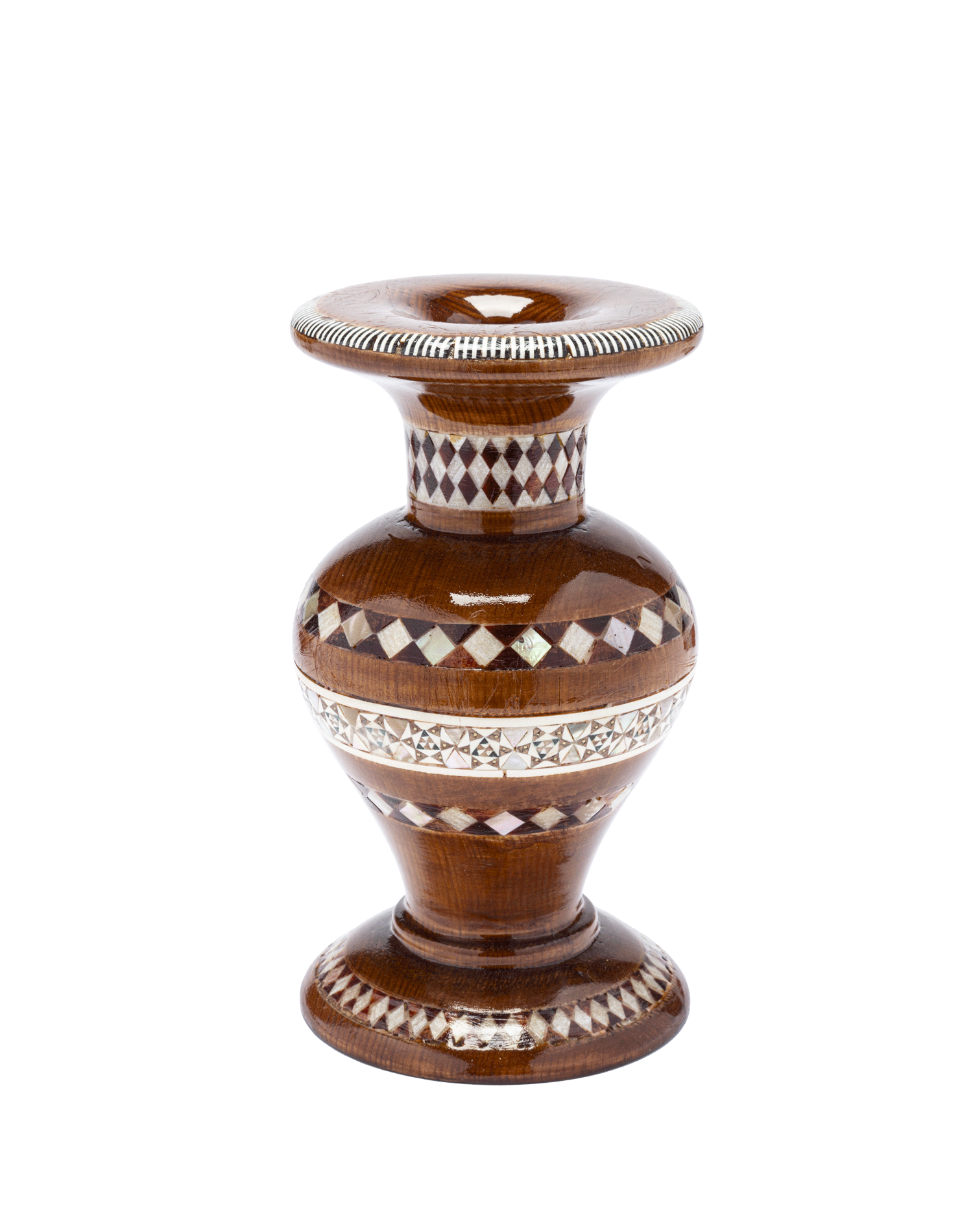 Inlaid Wooden candle holder